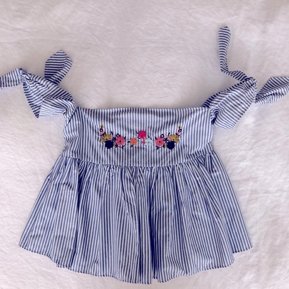 Zara Trafaluc off the shoulder striped top - Picture 1 of 5